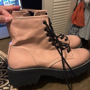 Pinkish combat boots